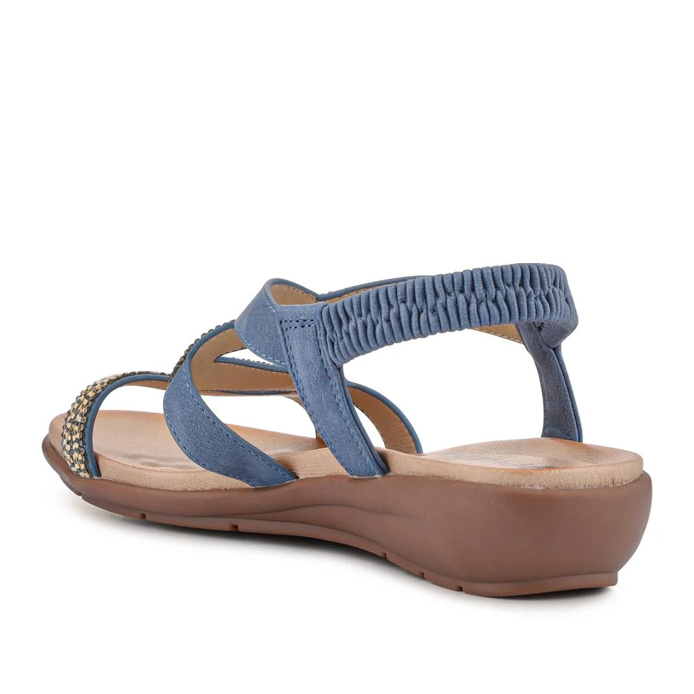 Wedge-Heeled Slingback Sandals - BAIZH41041 / 327 423 - Blue - Image 3