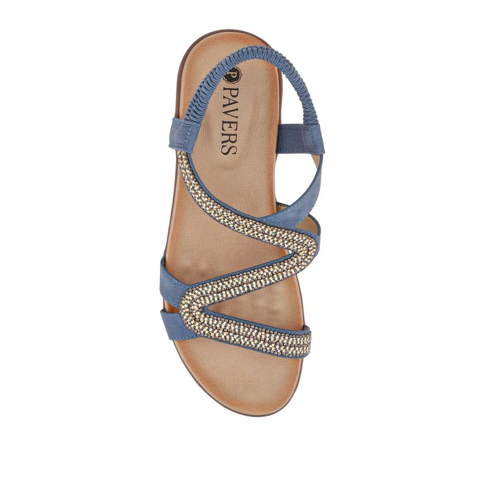 Wedge-Heeled Slingback Sandals - BAIZH41041 / 327 423 - Blue - Image 4