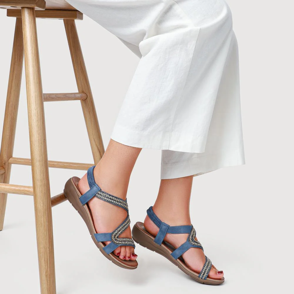 Wedge-Heeled Slingback Sandals - BAIZH41041 / 327 423 - Blue - Image 5