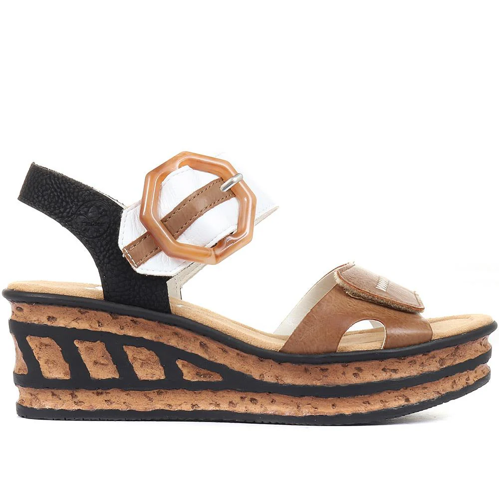 Wedge Two-Tone Sandals - RKR33519 / 319 713 - Brown Multi - Image 2