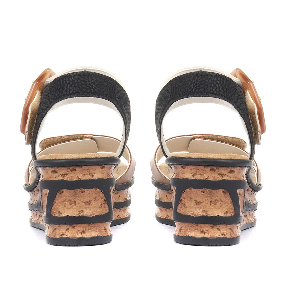 Wedge Two-Tone Sandals - RKR33519 / 319 713 - Brown Multi - Image 3