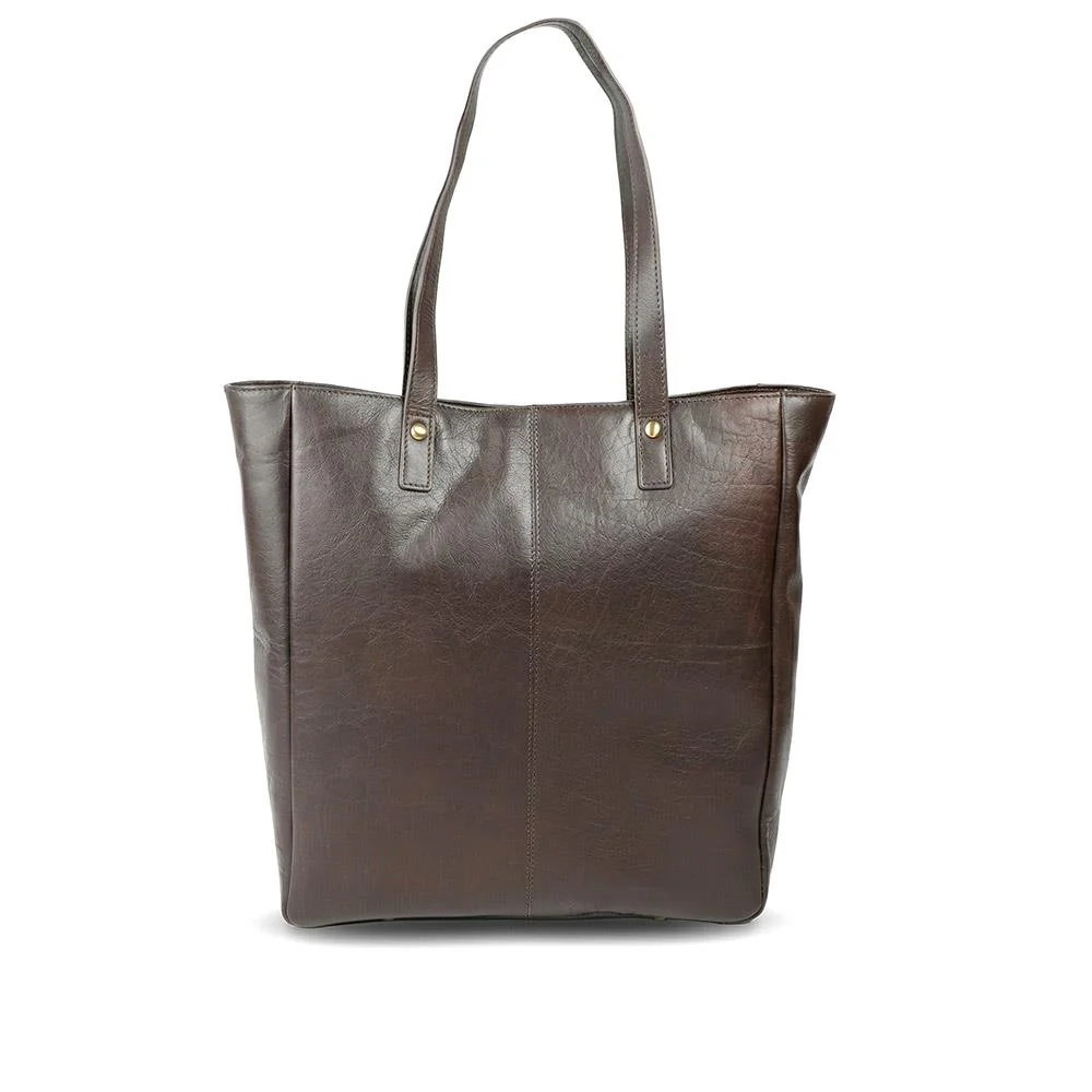 Wensley Metallic Pop Fasten Handbag - WENSLEY / 329 239 - Chocolate Leather - Image 2