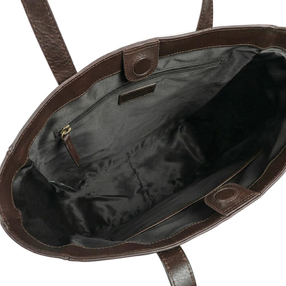 Wensley Metallic Pop Fasten Handbag - WENSLEY / 329 239 - Chocolate Leather - Image 4