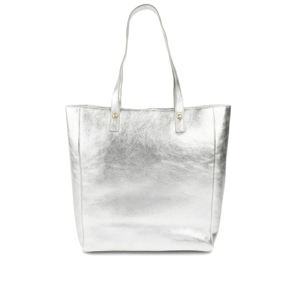 Wensley Metallic Pop Fasten Handbag - WENSLEY / 329 239 - Silver Metallic - Image 2