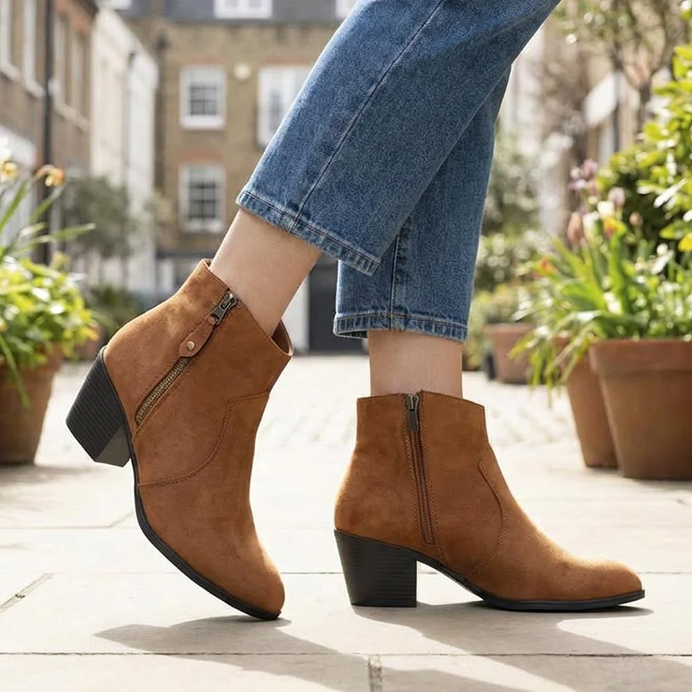 Western-Heeled Ankle Boots - SANYI40001 / 325 935 - Tan - Image 2