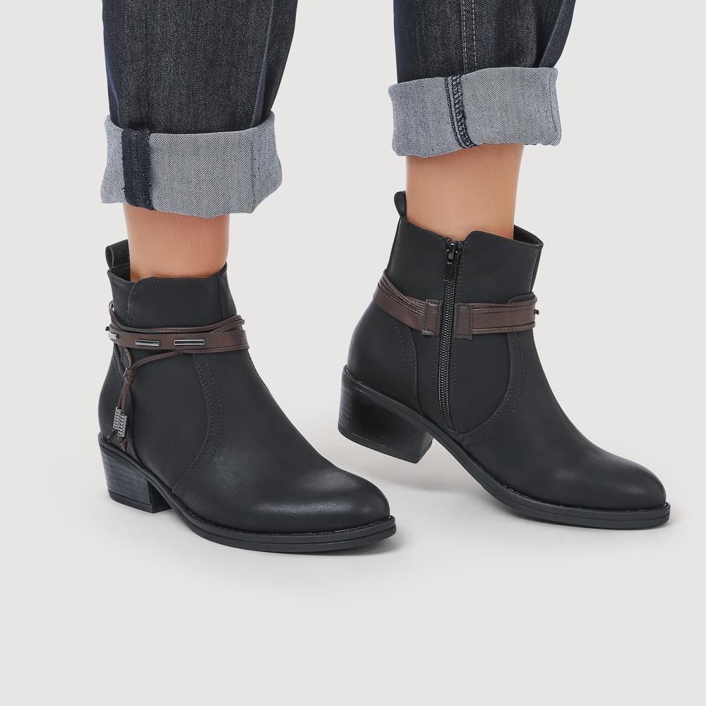 Western-Heeled Ankle Boots - TELOO40009 / 326 233 - Black - Image 5