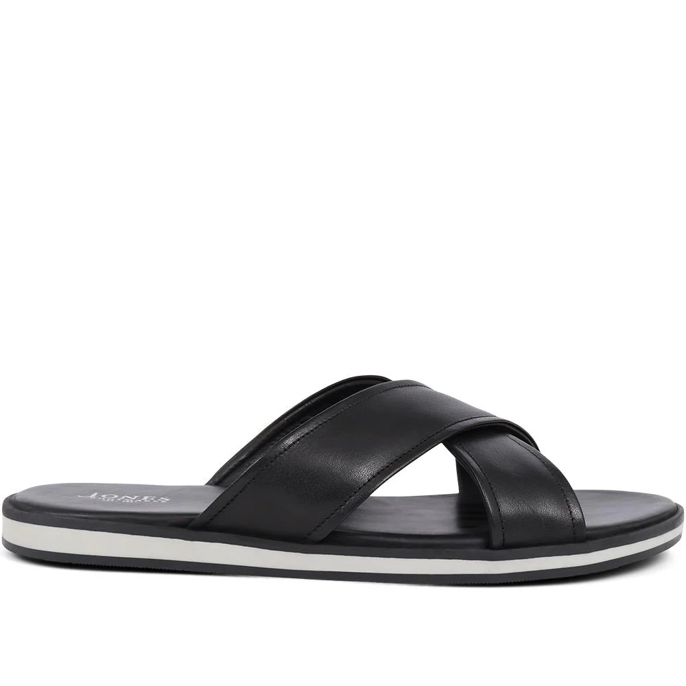 Whitstable Leather Sliders - WHITSTABLE / 325 003 - Black - Image 2