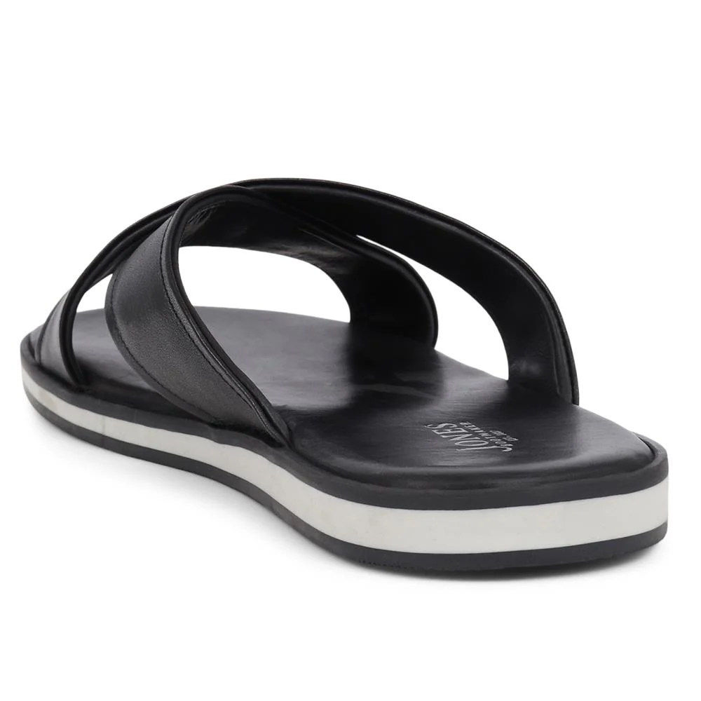 Whitstable Leather Sliders - WHITSTABLE / 325 003 - Black - Image 3