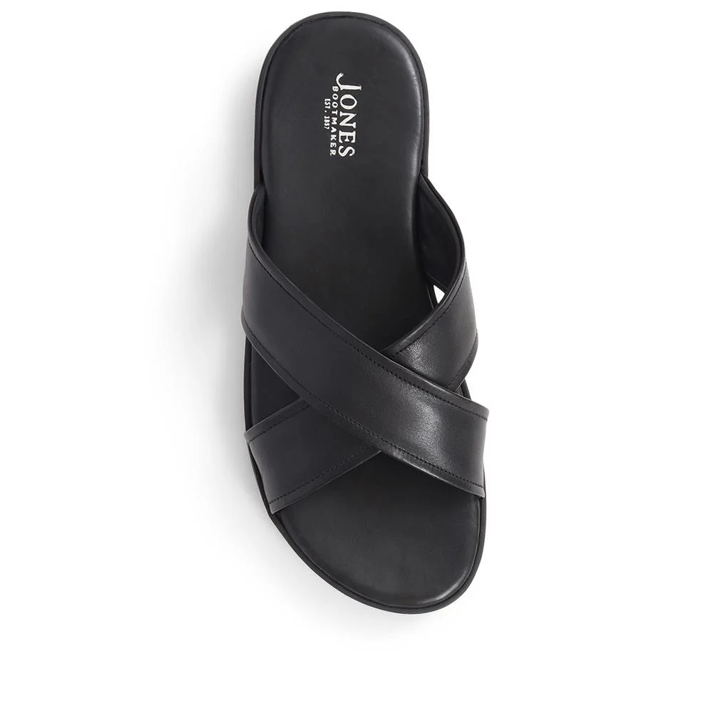 Whitstable Leather Sliders - WHITSTABLE / 325 003 - Black - Image 5