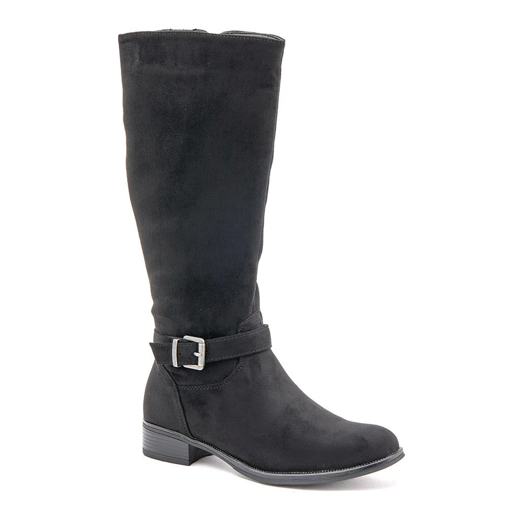 Wide-Calf Buckle Detail Long Boots - WBINS40119 / 325 939