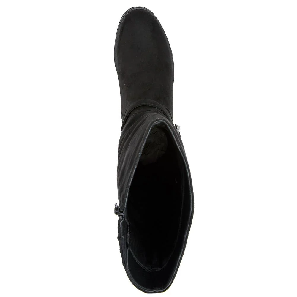 Wide-Calf Buckle Detail Long Boots - WBINS40119 / 325 939 - Black - Image 5
