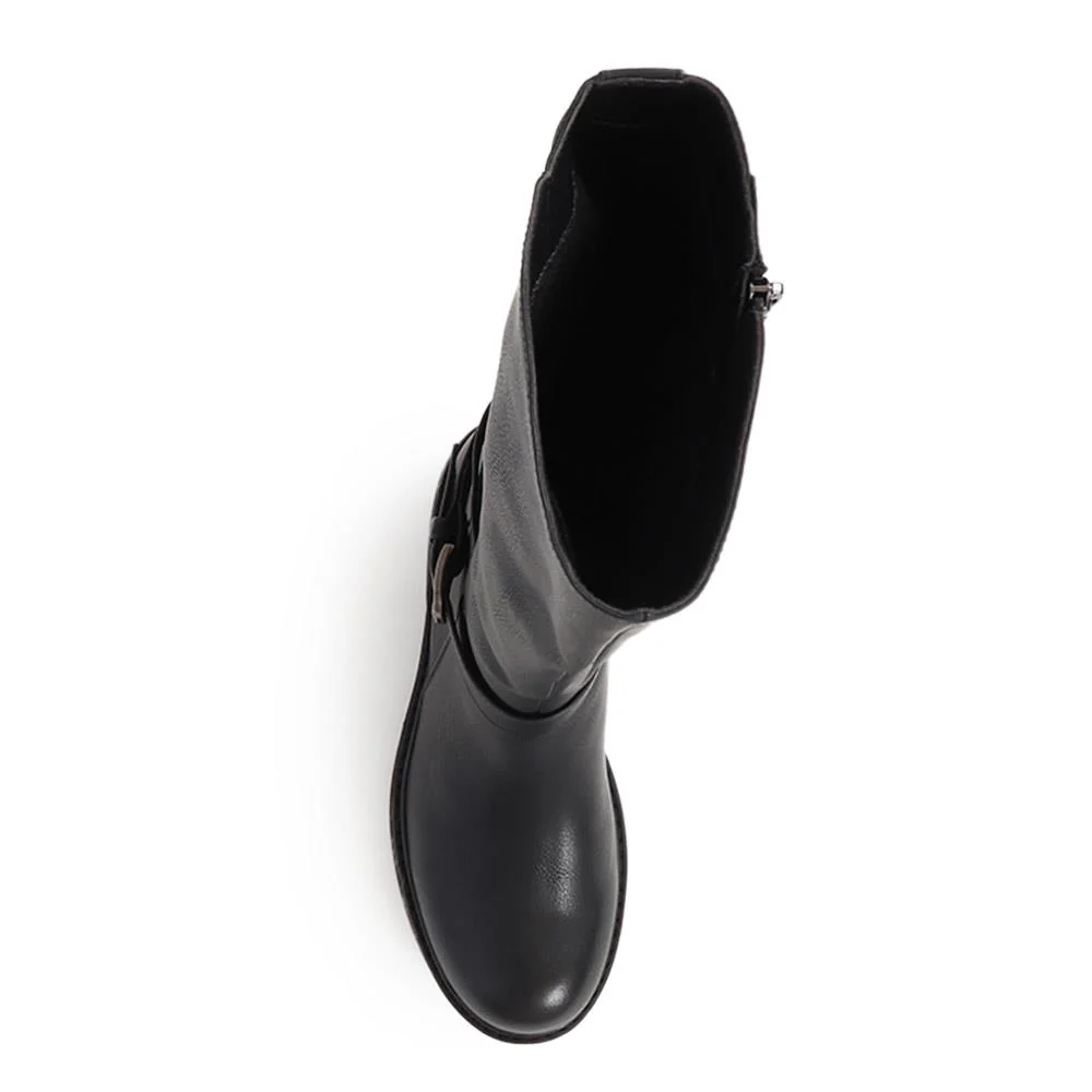 Wide Calf-Fitting Long Boots - PINYI40025 / 326 275 - Black - Image 4