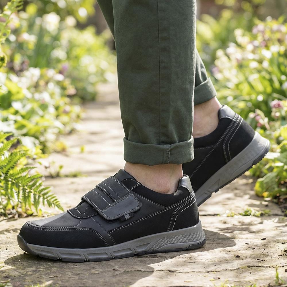 Wide Fit Adjustable Fasten Casual Shoes - WBINS42064 / 327 871 - Black - Image 2