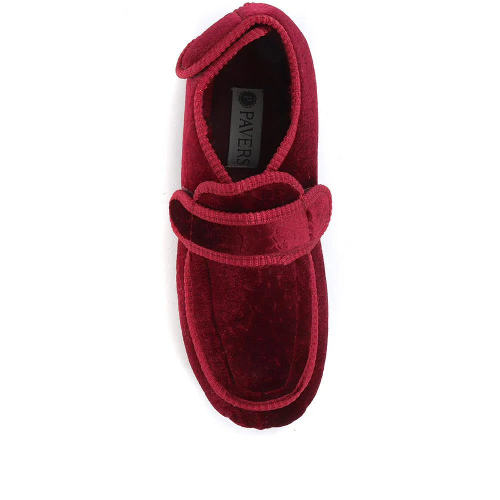 Wide Fit Adjustable Fasten Full Slipper - QING30007 / 316 306 - Burgundy - Image 4