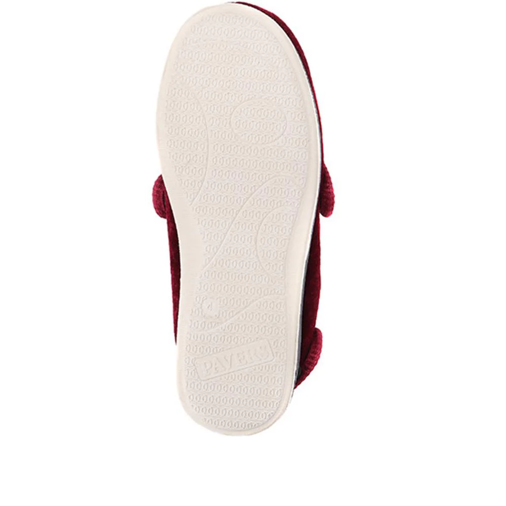 Wide Fit Adjustable Fasten Full Slipper - QING30007 / 316 306 - Burgundy - Image 5