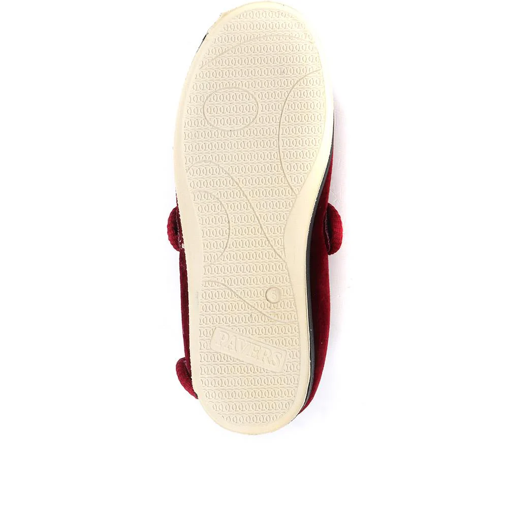 Wide Fit Adjustable Fasten Full Slipper - QING30007 / 316 306 - Burgundy - Image 6