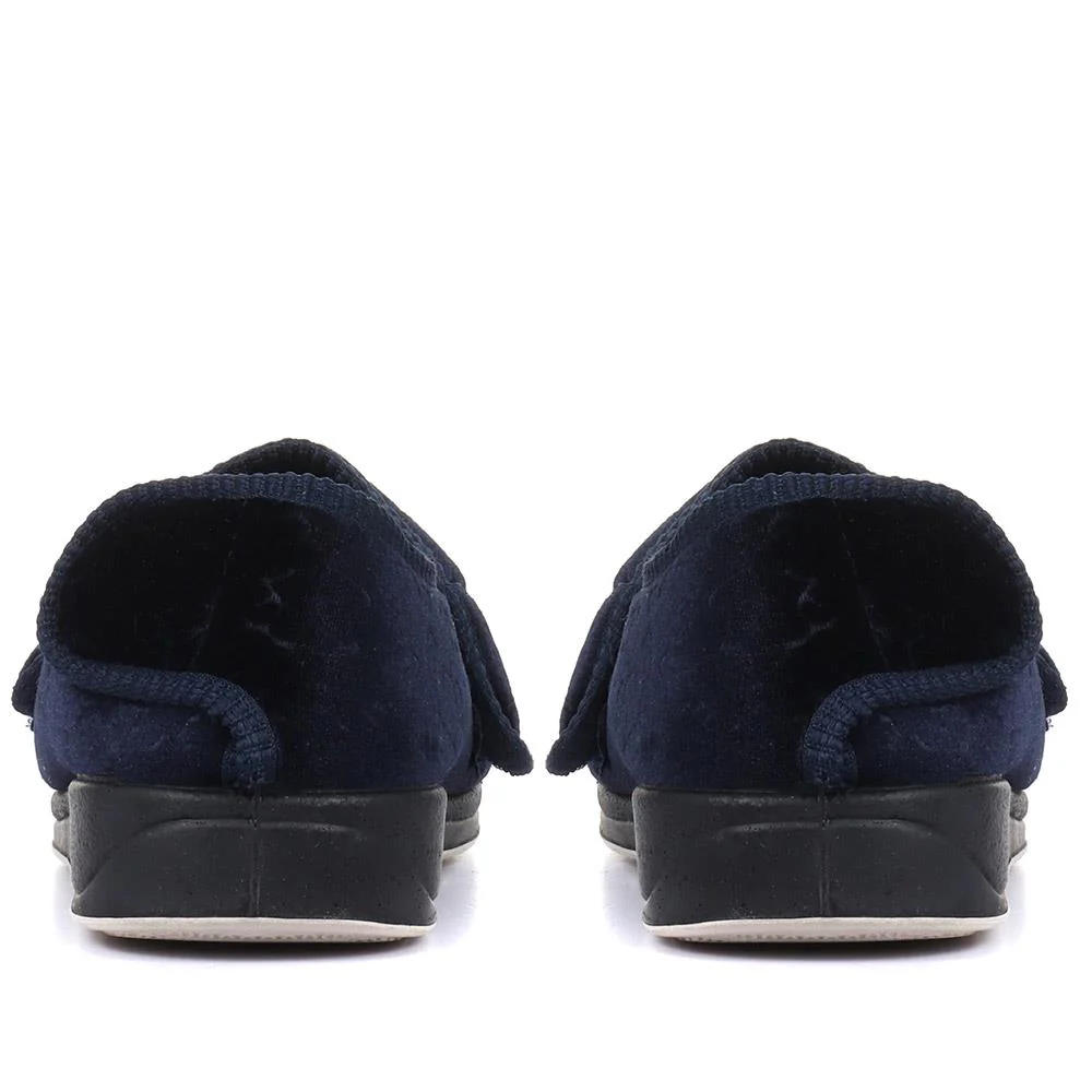 Wide Fit Adjustable Fasten Full Slipper - QING30007 / 316 306 - Navy - Image 3