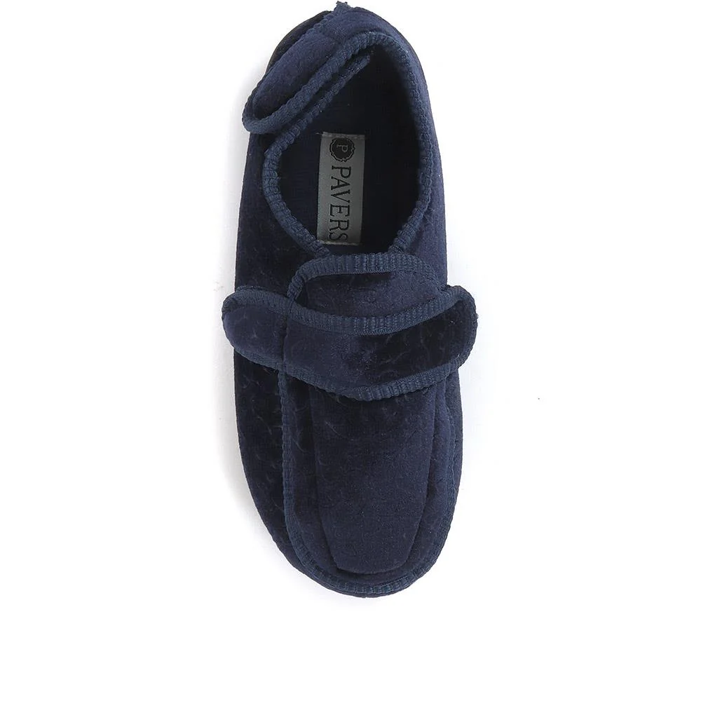 Wide Fit Adjustable Fasten Full Slipper - QING30007 / 316 306 - Navy - Image 4