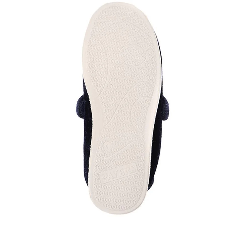 Wide Fit Adjustable Fasten Full Slipper - QING30007 / 316 306 - Navy - Image 5