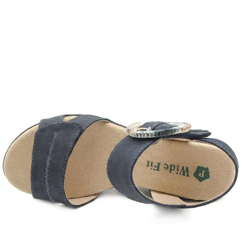 Wide Fit Adjustable Fasten Wedged Sandals - WBINS43045 / 329 121 - Navy - Image 4