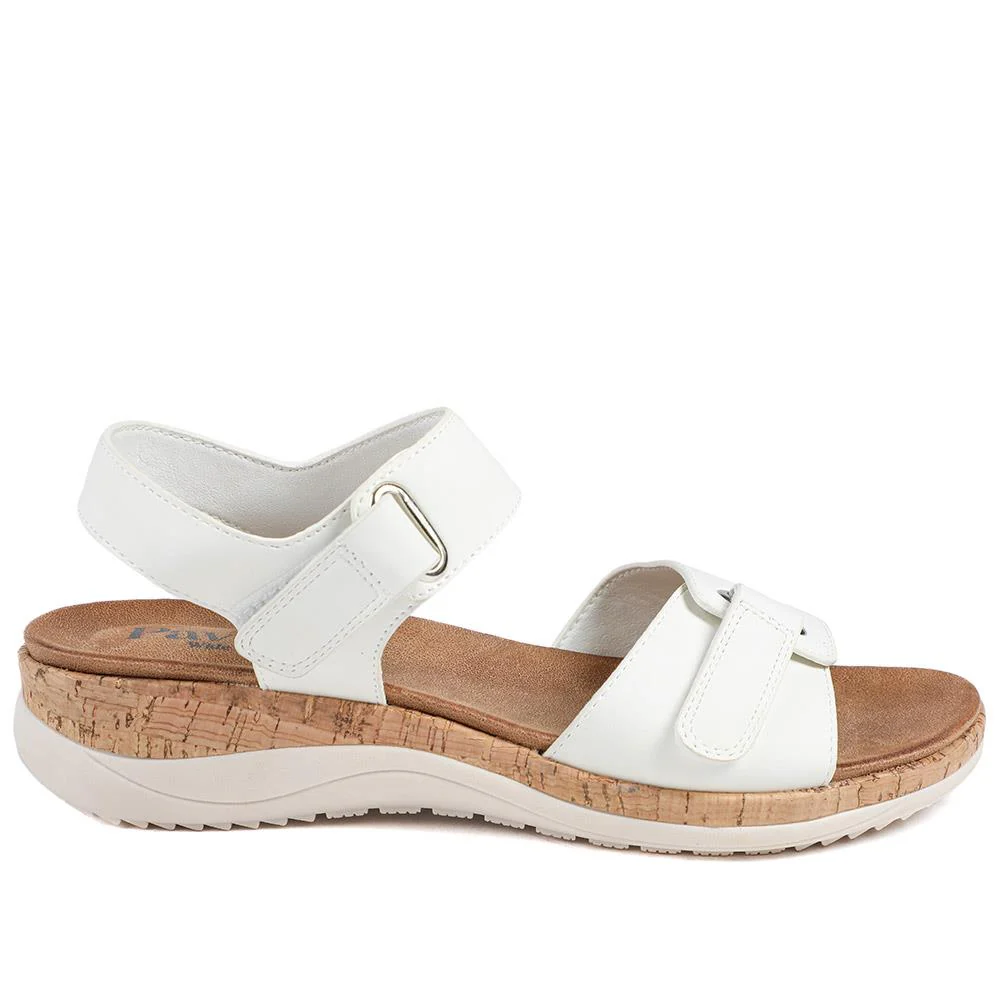 Wide Fit Adjustable Fastening Cushioned Sandals - BAIZH43042 / 329 246 - White - Image 3