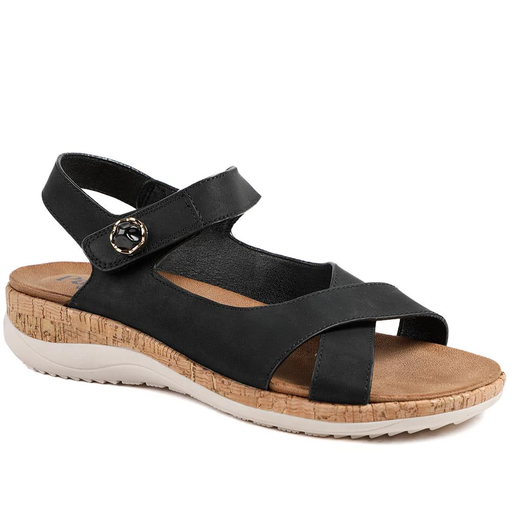 Wide Fit Adjustable Fit Cushioned Sandals - BAIZH43041 / 329 247 - Black