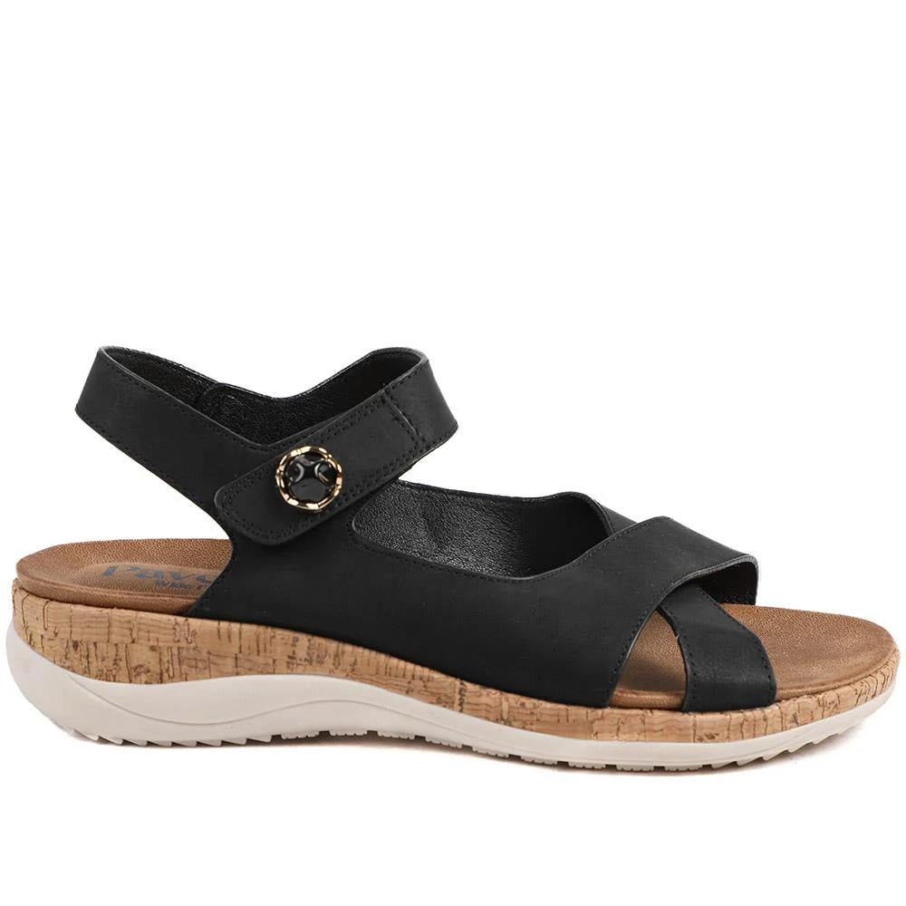 Wide Fit Adjustable Fit Cushioned Sandals - BAIZH43041 / 329 247 - Black - Image 3