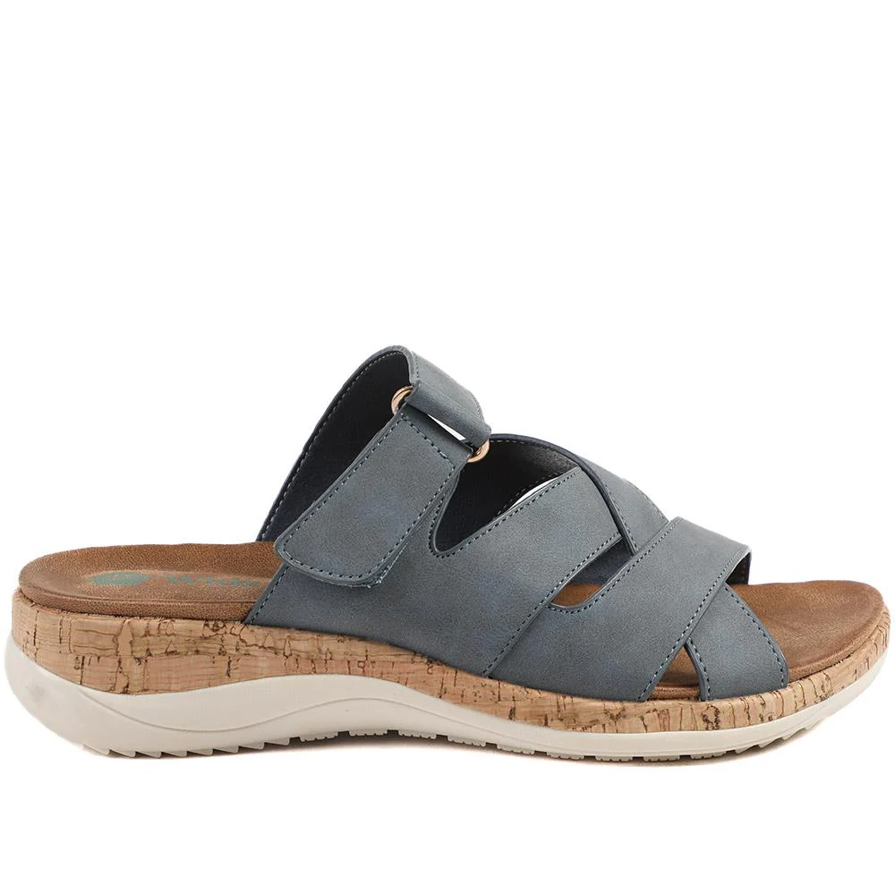 Wide Fit Adjustable Strappy Sandals - BAIZH43049 / 329 149 - Navy - Image 3