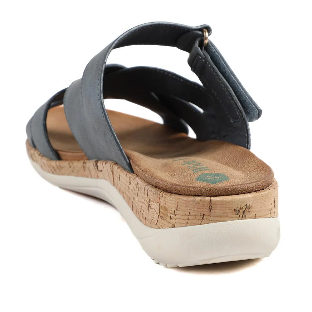 Wide Fit Adjustable Strappy Sandals - BAIZH43049 / 329 149 - Navy - Image 4