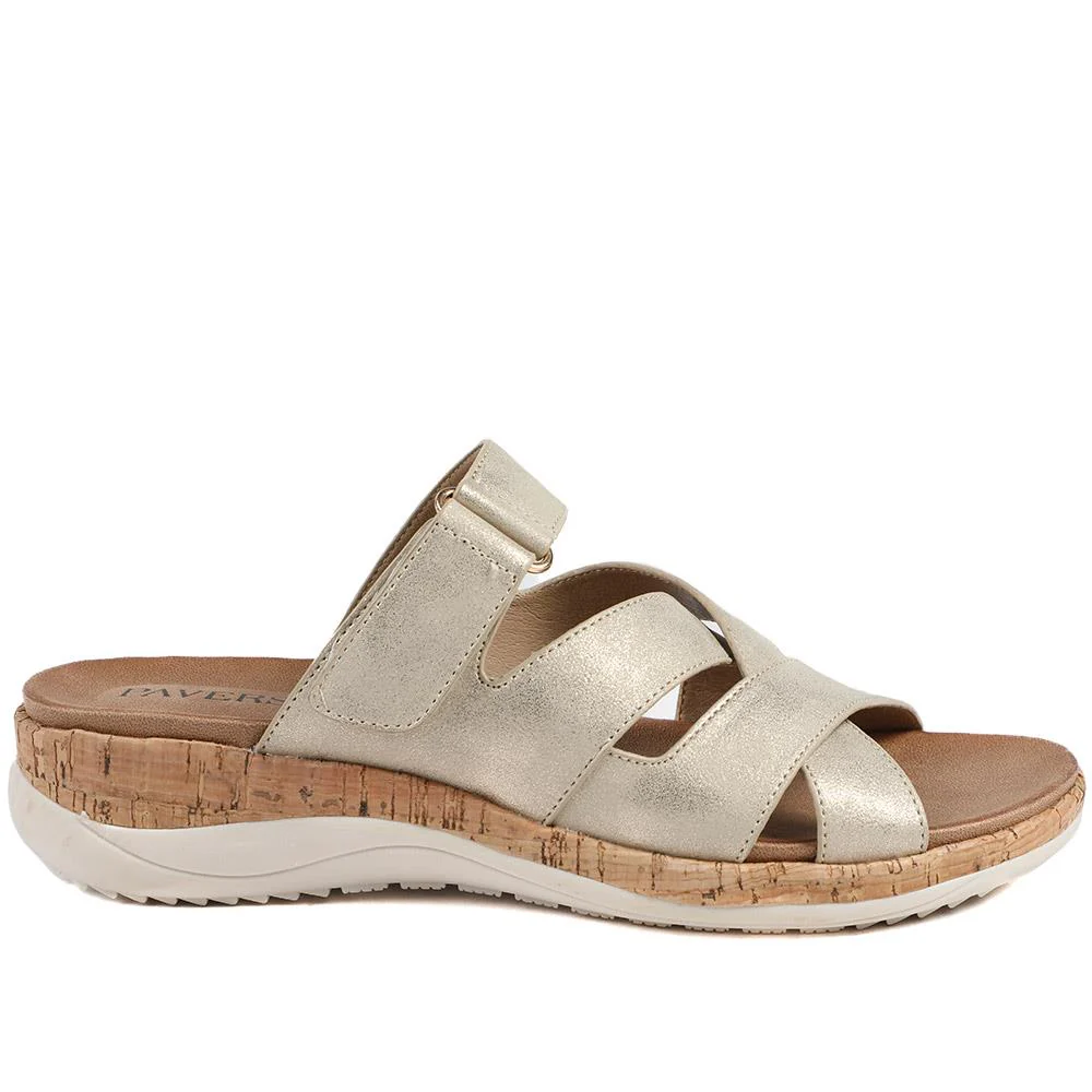 Wide Fit Adjustable Strappy Sandals - BAIZH43049 / 329 149 - Soft Gold - Image 3