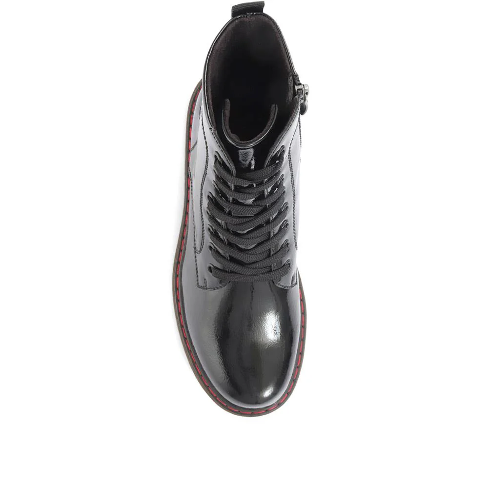 Wide Fit Ankle Boots - CENTR34017 / 320 387 - Black Patent - Image 4