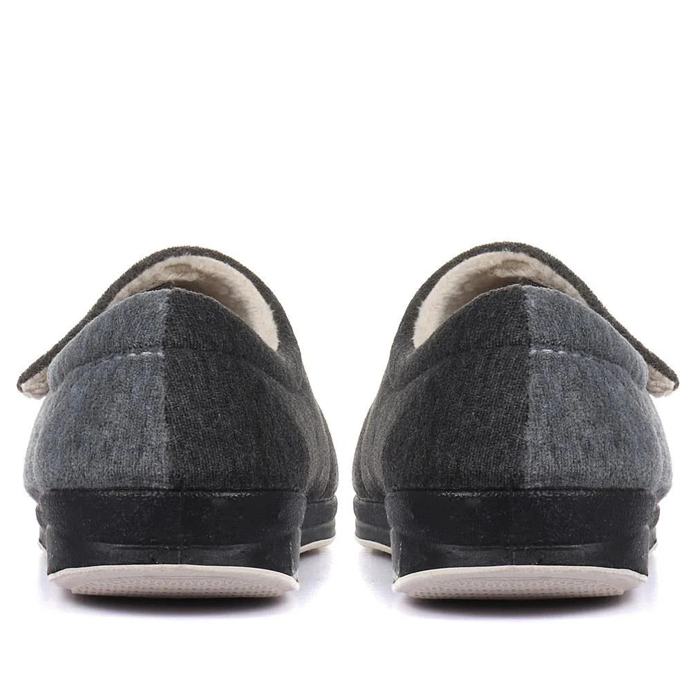 Wide Fit Warm Antibacterial Slippers - QING32015 / 319 076 - Grey - Image 3