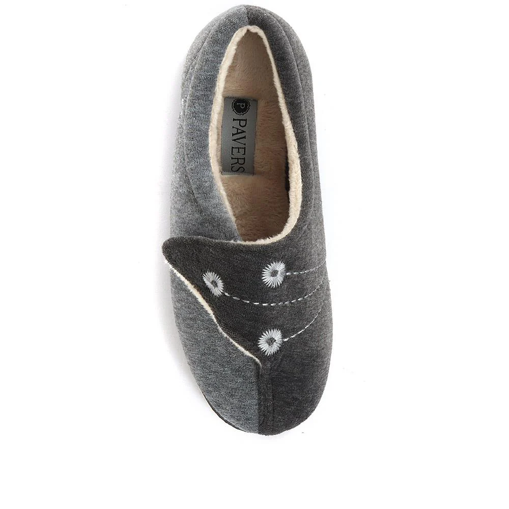 Wide Fit Warm Antibacterial Slippers - QING32015 / 319 076 - Grey - Image 4