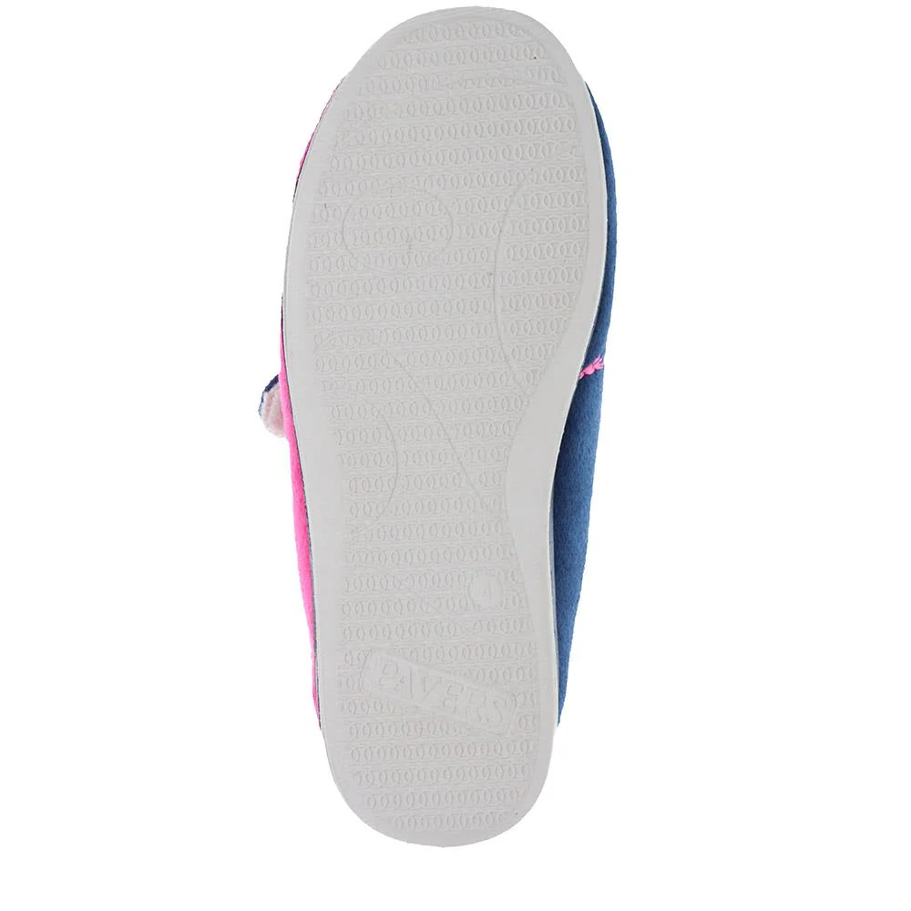 Wide Fit Warm Antibacterial Slippers - QING32015 / 319 076 - Navy Raspberry - Image 3