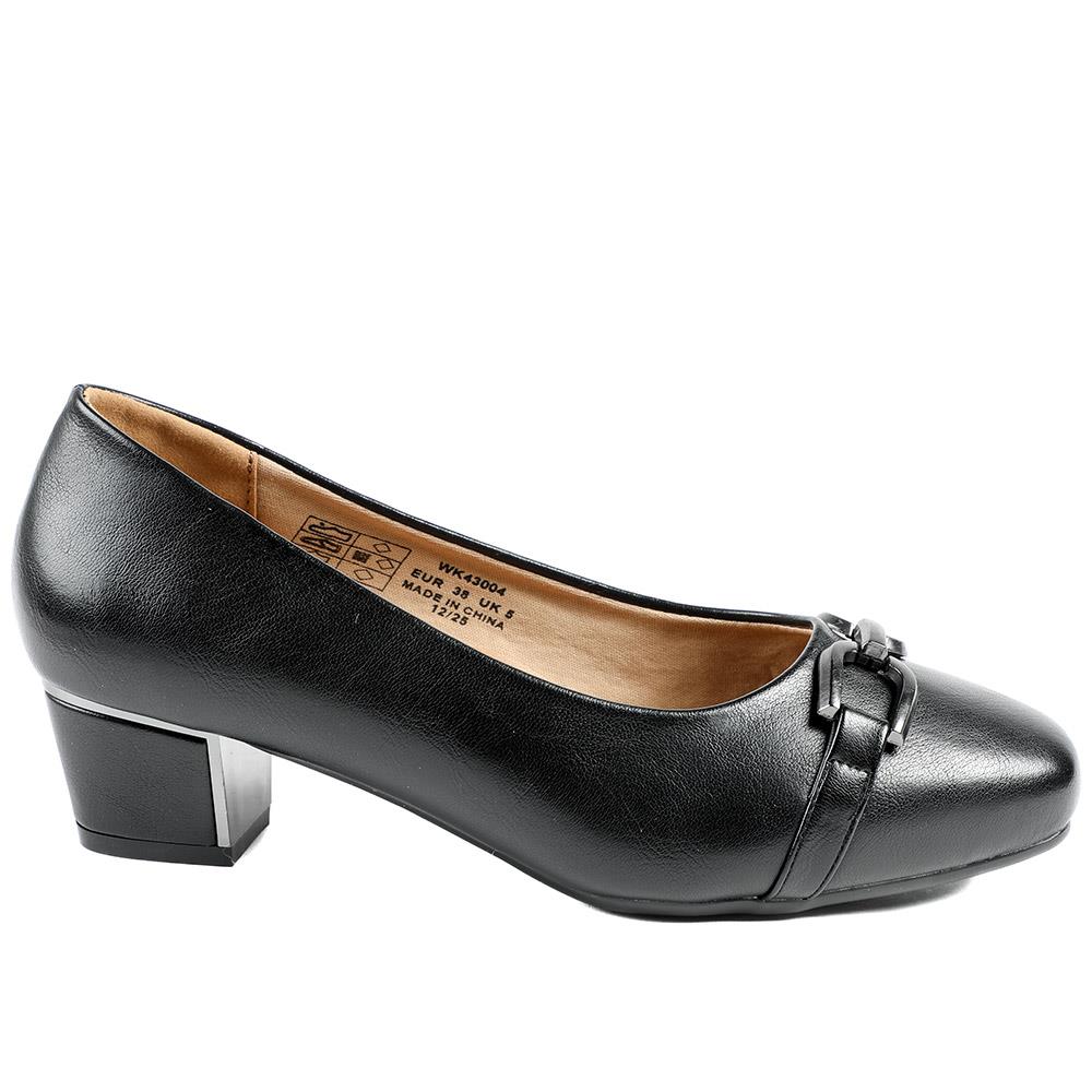 Wide Fit Block Heel Court Shoes - WK43004 / 328 968 - Black - Image 3