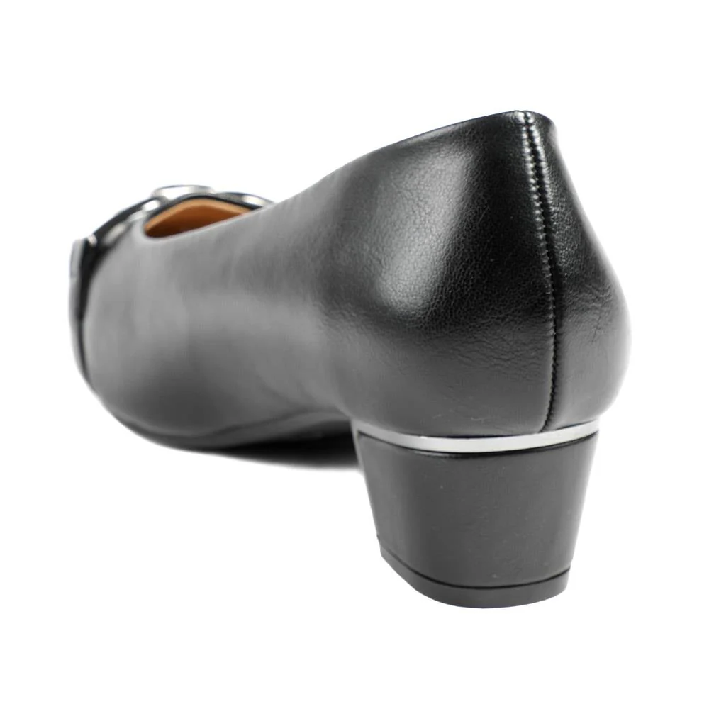 Wide Fit Block Heel Court Shoes - WK43004 / 328 968 - Black - Image 4