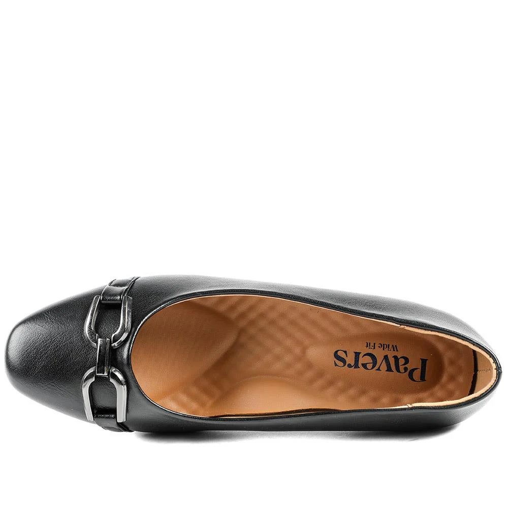Wide Fit Block Heel Court Shoes - WK43004 / 328 968 - Black - Image 5