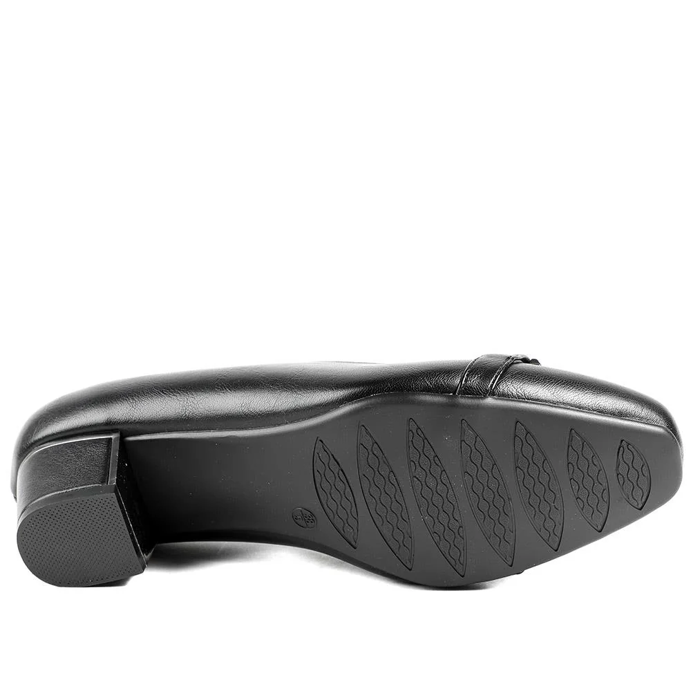 Wide Fit Block Heel Court Shoes - WK43004 / 328 968 - Black - Image 6