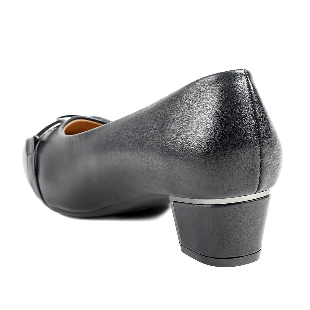 Wide Fit Block Heel Court Shoes - WK43004 / 328 968 - Navy - Image 4