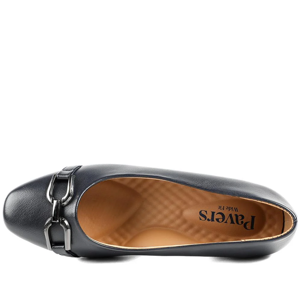 Wide Fit Block Heel Court Shoes - WK43004 / 328 968 - Navy - Image 5