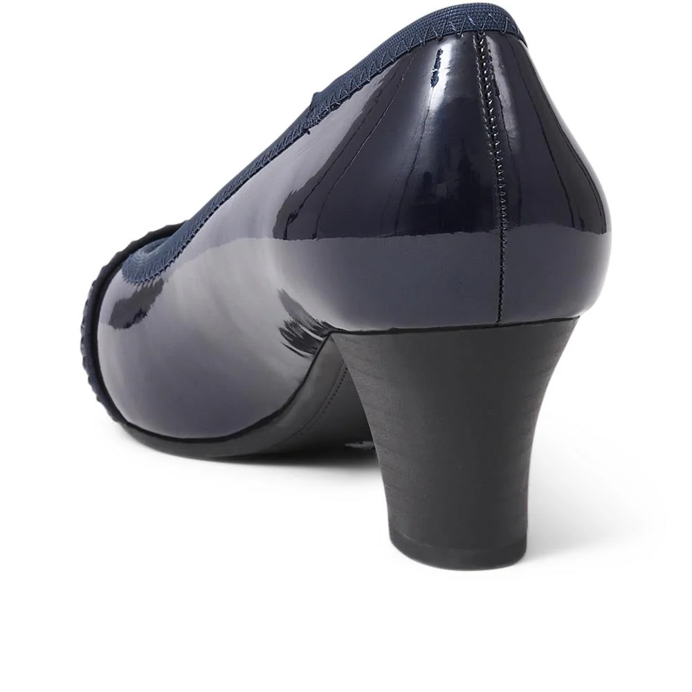 Wide Fit Block-Heeled Court Shoes - PLAN39009 / 325 527 - Navy Patent - Image 3