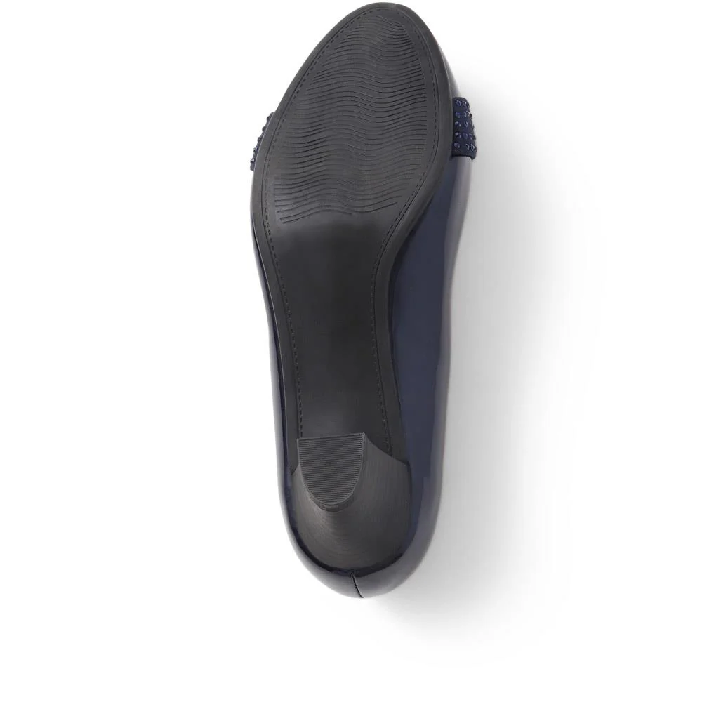 Wide Fit Block-Heeled Court Shoes - PLAN39009 / 325 527 - Navy Patent - Image 4