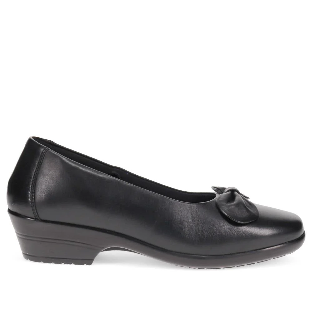 Wide Fit Bow Detailed Leather Pumps - KF40025 / 326 379 - Black - Image 2