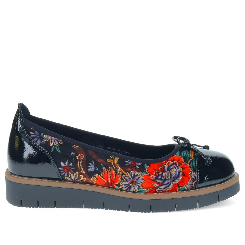 Wide Fit Bow-Detailed Pumps - WBINS40245 / 326 526 - Black Floral - Image 2