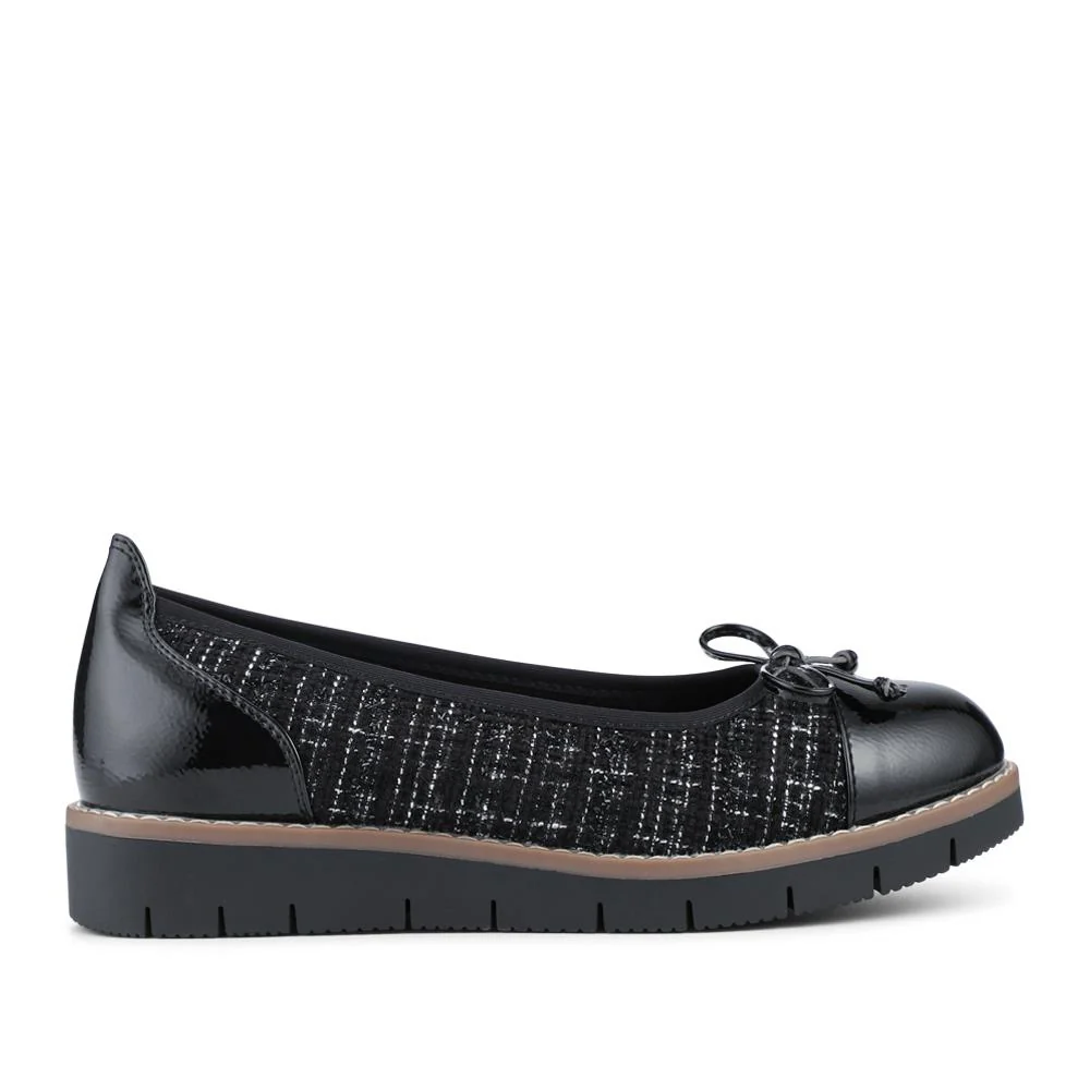 Wide Fit Bow-Detailed Pumps - WBINS40245 / 326 526 - Black Tweed - Image 2