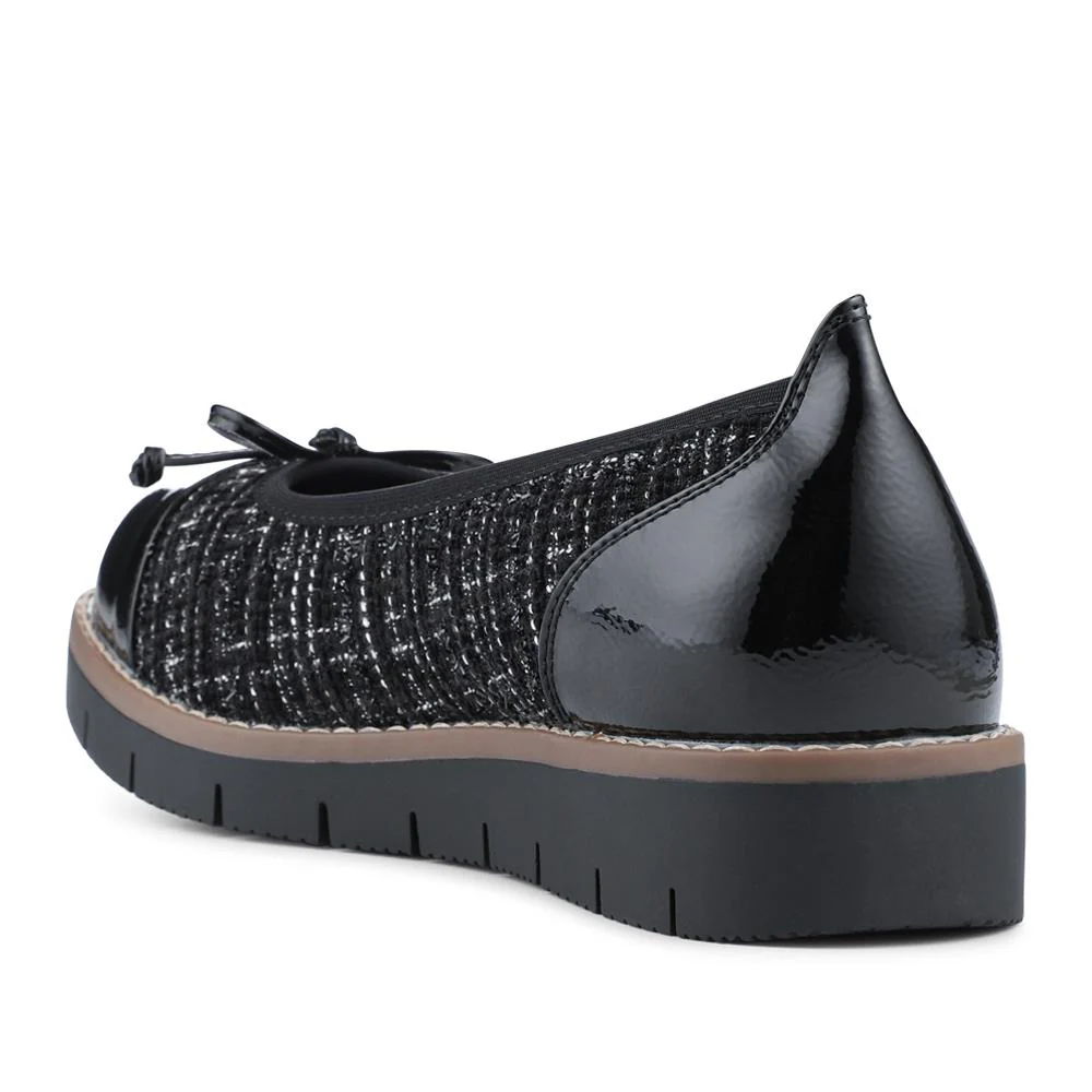 Wide Fit Bow-Detailed Pumps - WBINS40245 / 326 526 - Black Tweed - Image 3