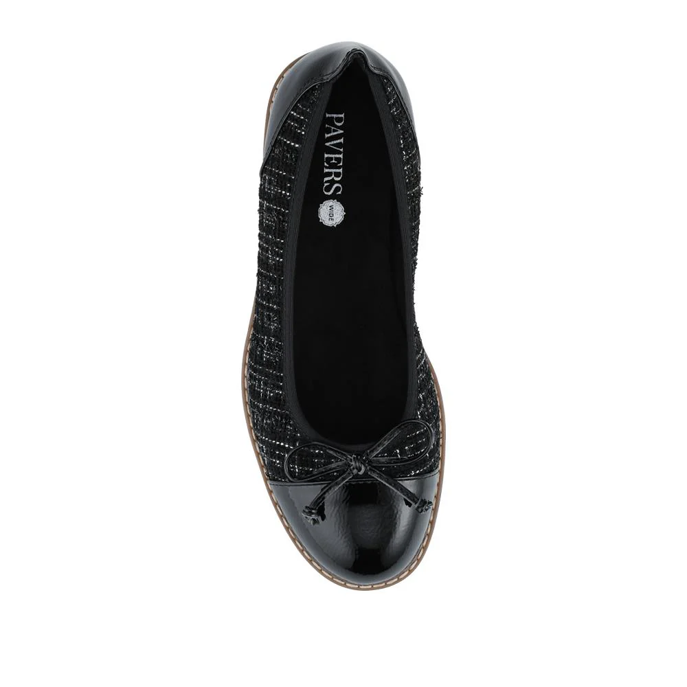 Wide Fit Bow-Detailed Pumps - WBINS40245 / 326 526 - Black Tweed - Image 4