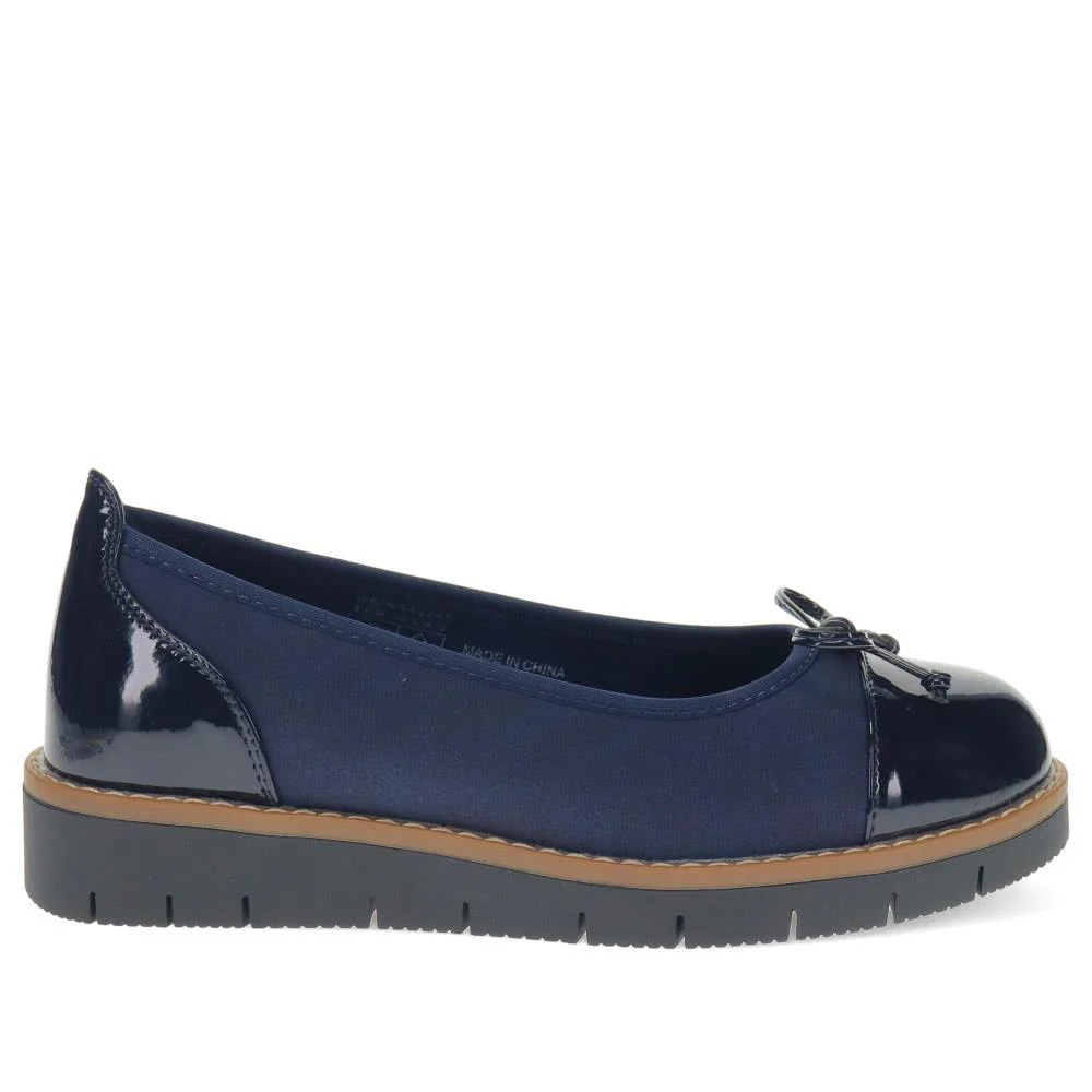 Wide Fit Bow-Detailed Pumps - WBINS40245 / 326 526 - Navy-Navy Patent - Image 2