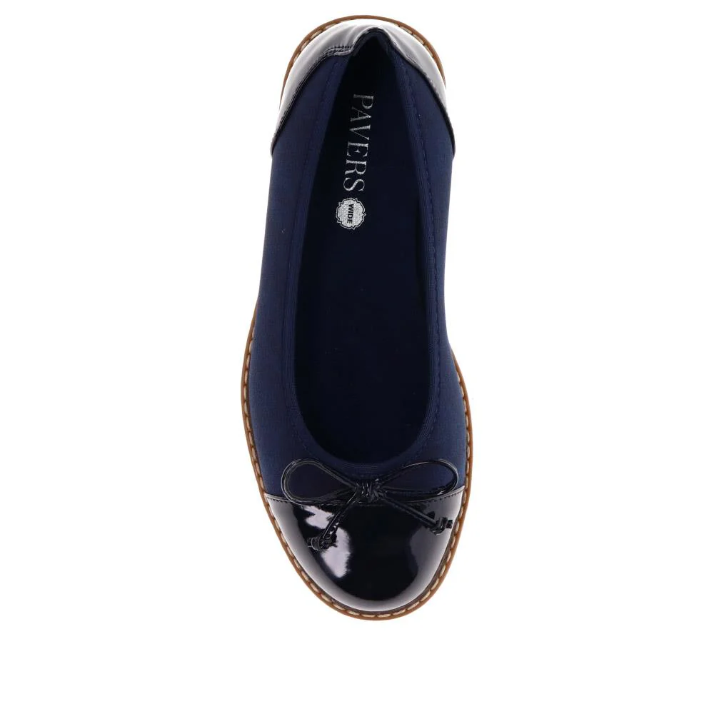 Wide Fit Bow-Detailed Pumps - WBINS40245 / 326 526 - Navy-Navy Patent - Image 4