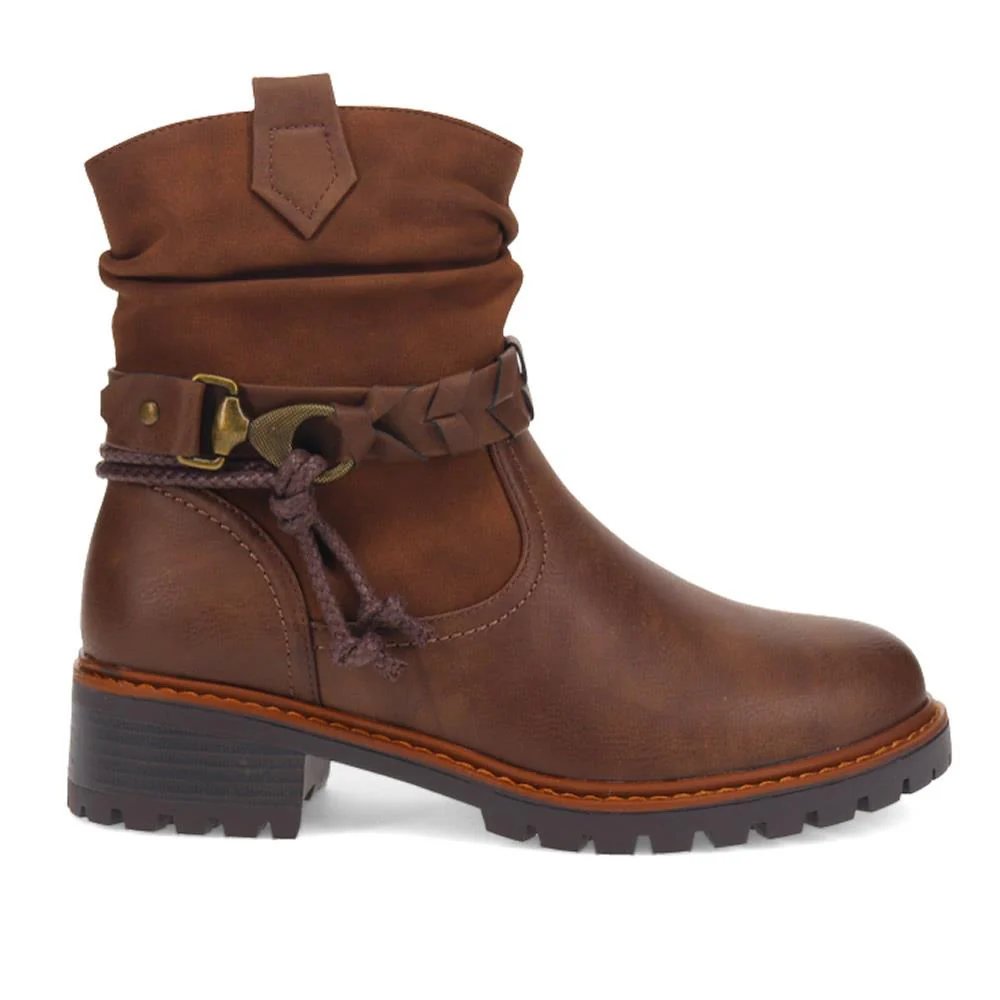 Wide Fit Buckle Ankle Boots - PINYI40015 / 326 201 - Brown - Image 2